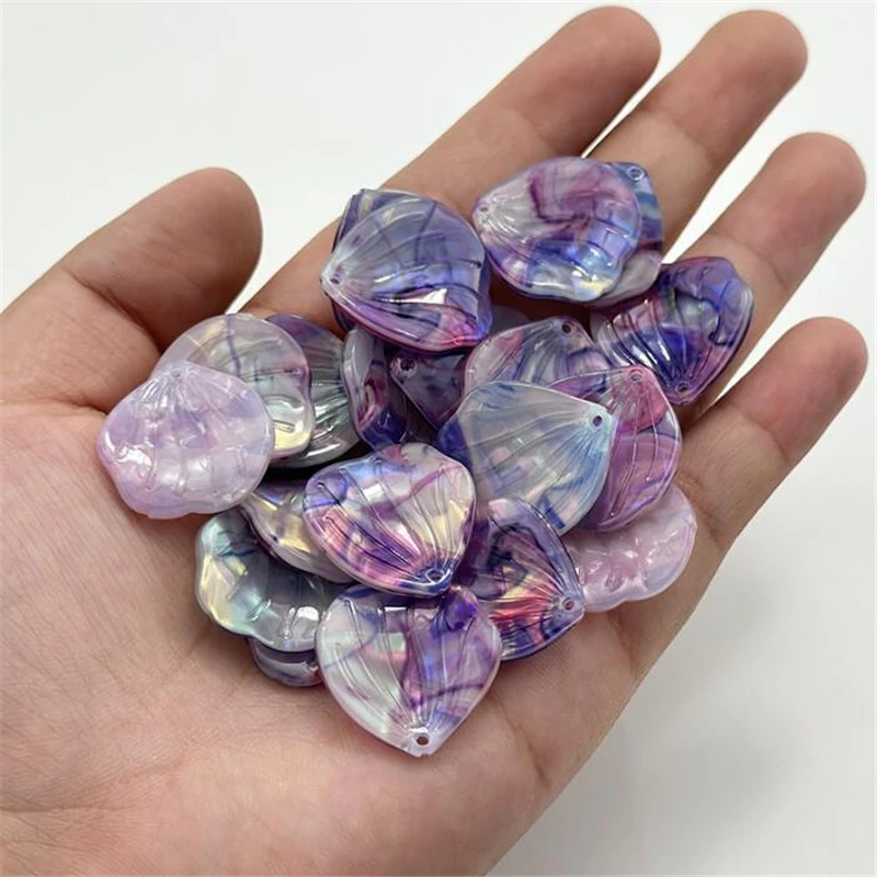 10Pcs/Lot New Acetic Acid Leaves Beads Petals Charm Connectors Diy Earrings Hair Tassel Jewelry Making Resin Accessories