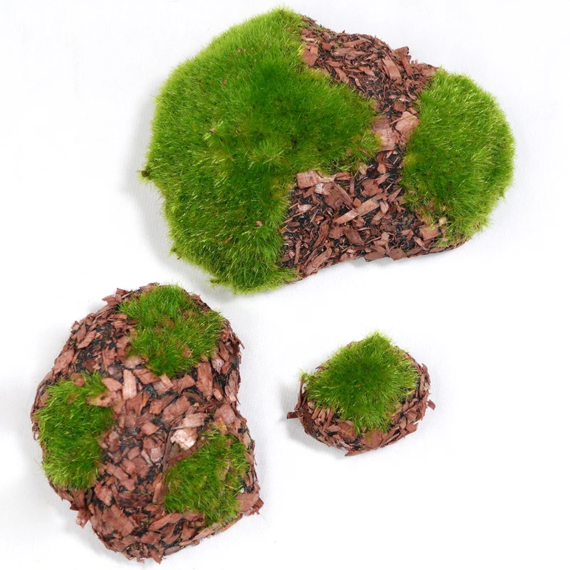 6pcs Artificial Green Moss Plants Simulated Moss Stone Creative Home Garden Lawn Floor Ornament Landscape Bonsai Decoration