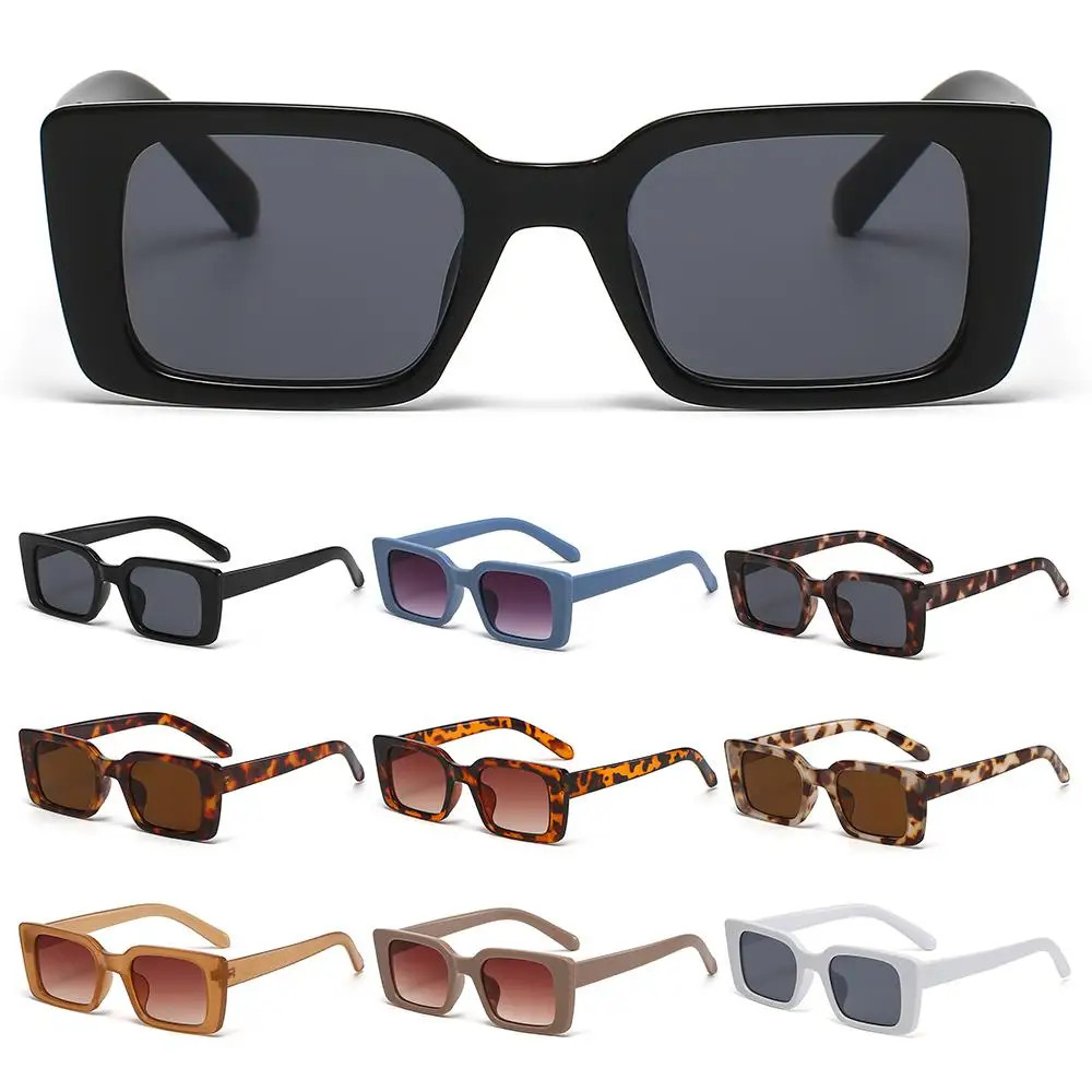 UV400 Small Frame Gradient Rectangle Shades Leopard Sun Glasses Square Sunglasses