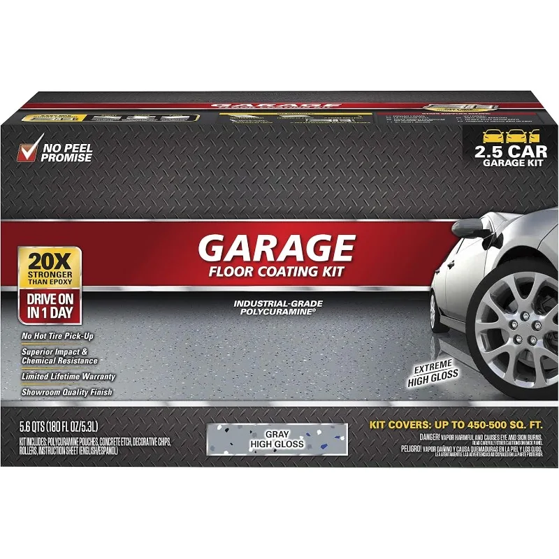 home.Rocksolid Polycuramine Garage Oil Floor Coating, 2.5 Car Kit, Gray, 180 Fl Oz (Pack of 1)