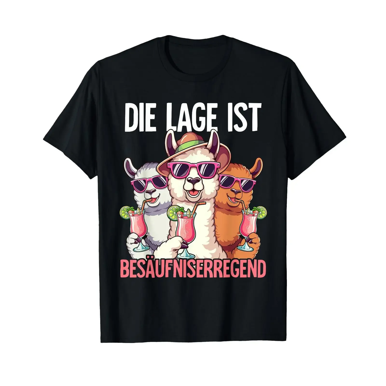 T Shirt with German Text Die Lage Ist Besäufniserregend vintage Washed fashion graphic Unisex Versatile Slightly Soft homme