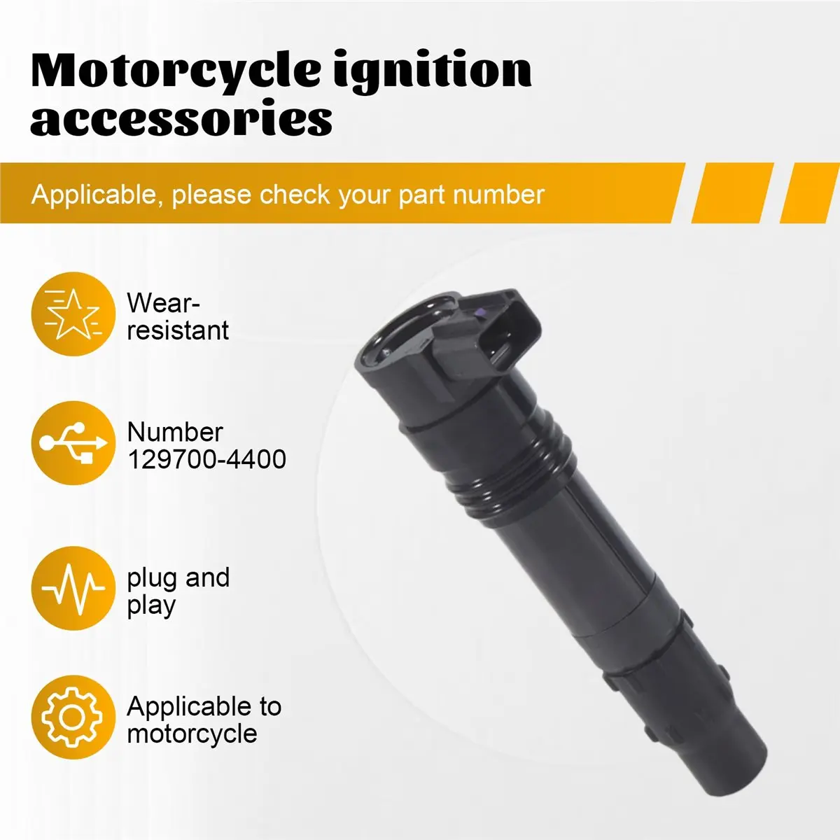 #84W  Assembly for Motorcycle,4X Ignition Coil 129700-4400 for SUZUKI GSX1300R GSXR1000 Hayabusa (Black)