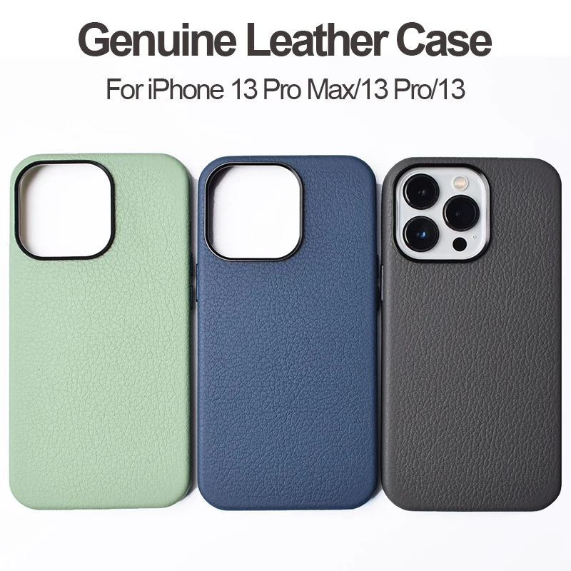 Italian Ocean Genuine Leather Case For iPhone 13 Pro Max Luxury Real Skin Phone Back Cover For Apple iPhone 13 Handmade