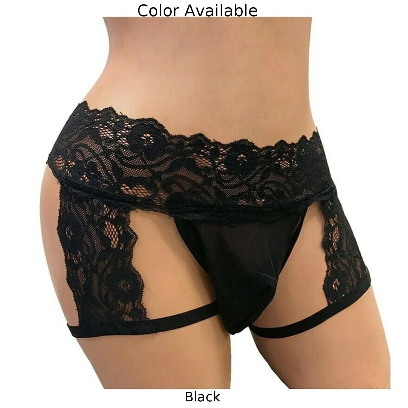 2025 Sexy Men Sheer Lace Briefs Sissy Underpants Bulge Pouch Panties Back Hollow Out Open Buttocks Underwear Seductive Lingerie image 5