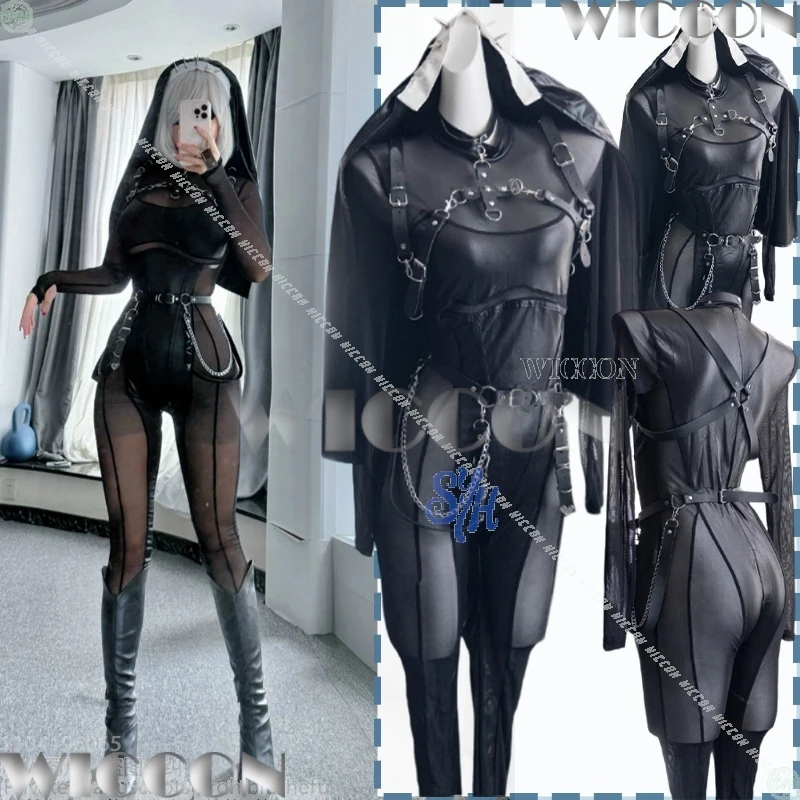 uniforme-d'infirmiere-et-sœur-sexy-pour-halloween-jirai-kei-cosplay-pour-fille-ajoure-vintage-col-licou-body-a-bandes-combinaison-tenue-de-carnaval