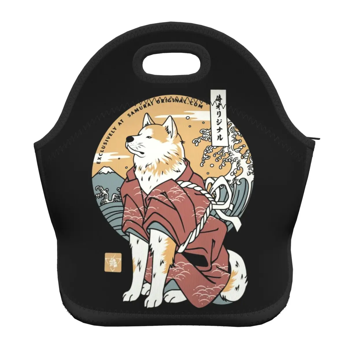 Neoprene Akita Dog Samurai Warrior Insulated Lunch Bags Japanese Cartoon Animal Picnic Cooler Thermal Lunch Box Women Children