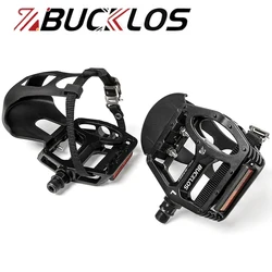 BUCKLOS PD-B329T Indoor Spinning Bike Pedals 9/16inch Mountain Bike Pedal with Toe Clip Indoor Exercise Bicycle Pedals Bike Part