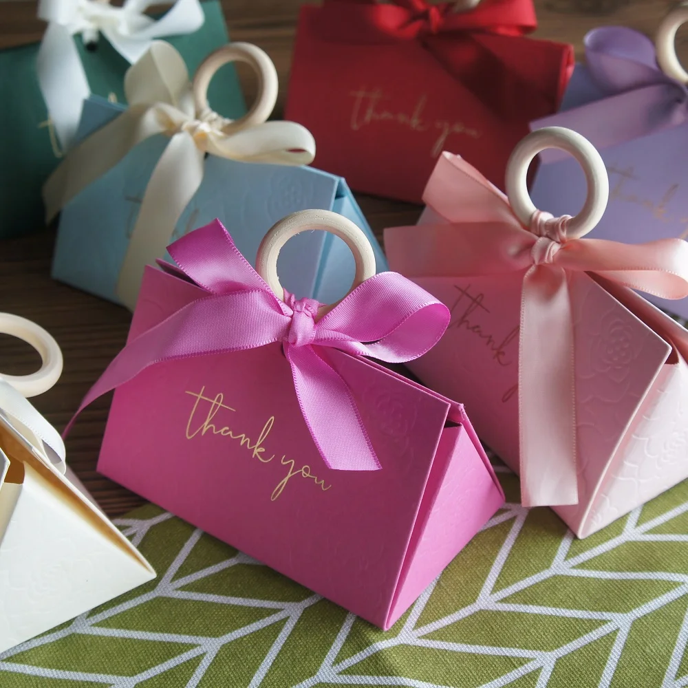 12 Pcs Gold Thank You Rose Design Paper Box As Chocolate Macaron Candy Gift Packaging Boxes Party Decoration