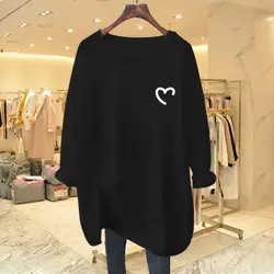 Spring Autumn O-neck Long Sleeve All-match Basic T-shirt Women Fashion Pure Cotton Solid Top Tee Loose Chic Pullover 35-100Kg