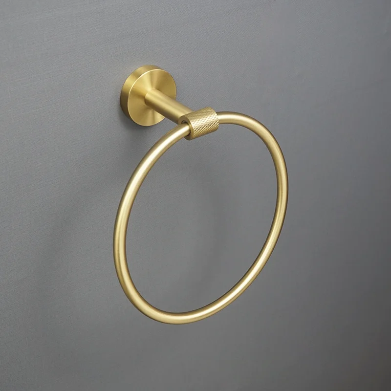 304 Stainless Steel Brushed Gold Knurled Bathroom Accessories Clothes Hook Paper Towel Holder Towel Hook Bath Towel Rack Kit