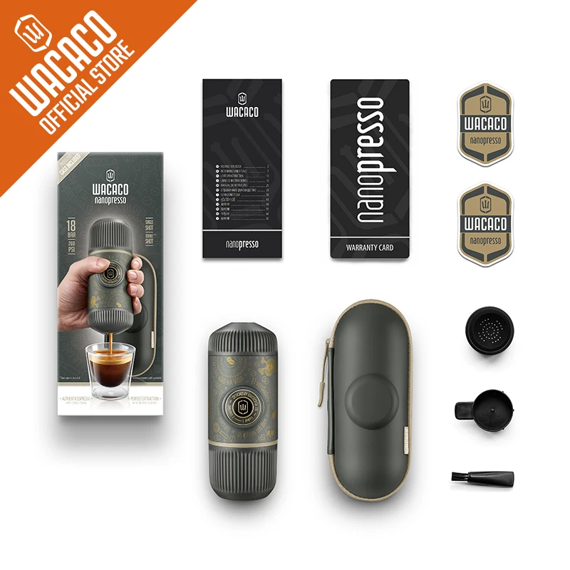 WACACO Nanopresso Dark Souls, Portable Espresso Maker, Bundled with Protective Case, Upgrade Version of Minipresso