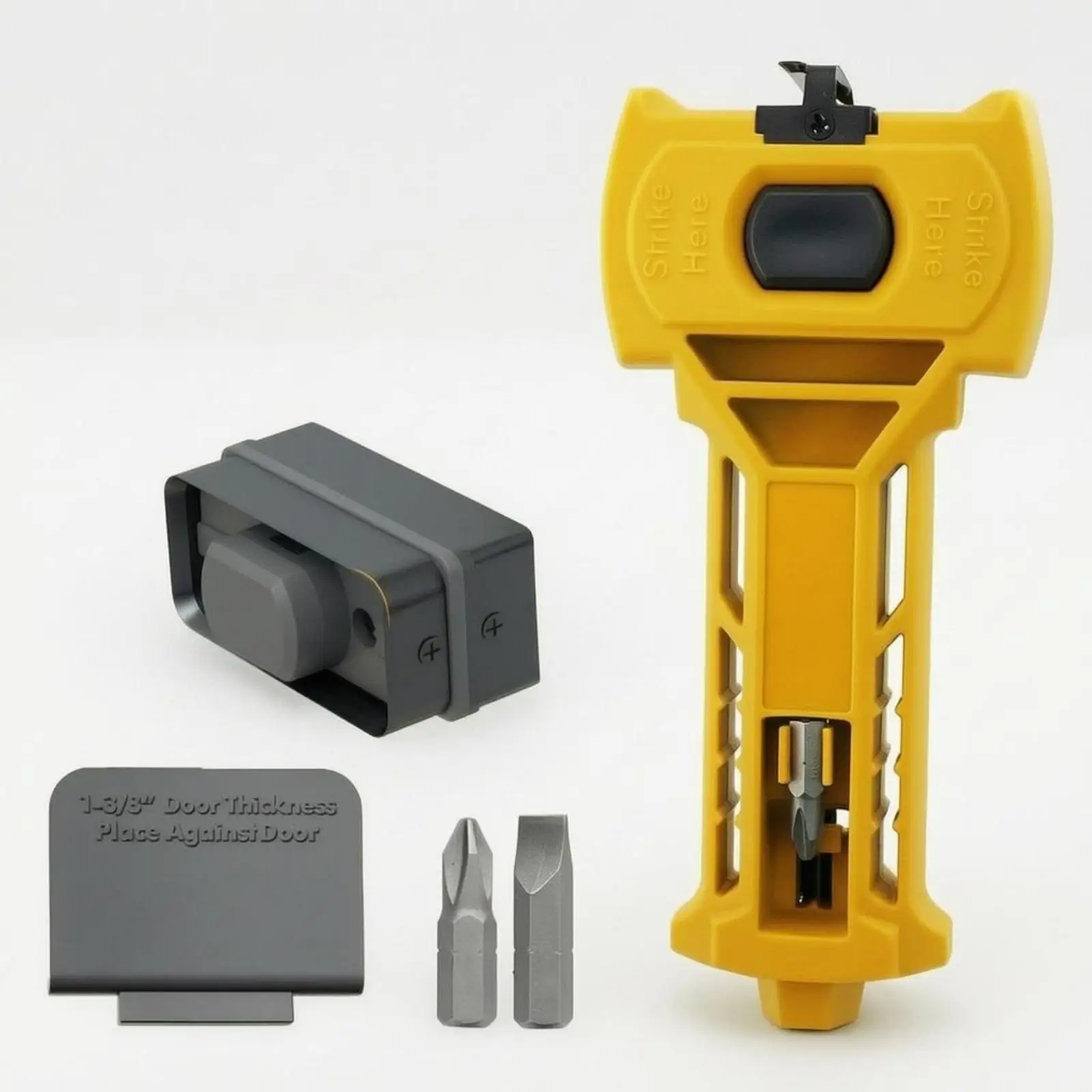 Door Mortise Chisel Tool Kit with Two Driver Bits for Latch Setup and Door Thickness Positioning Guide