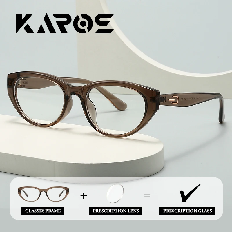 

KAROS Fashion Cat Eye Prescription Glasses for Ladies, Lightweight Colorful Frame with Anti Blue Light Optical Lenses