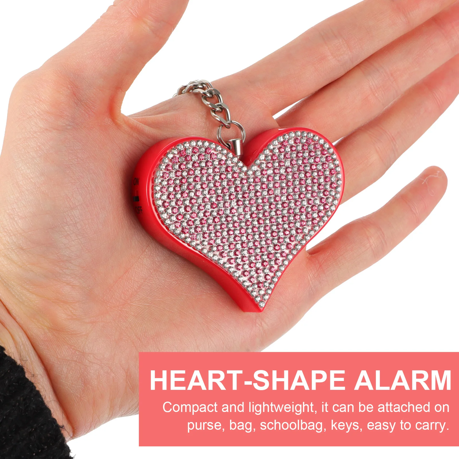 Mini alarma Personal portátil en forma de corazón para mujer, llavero de sirena compacto, sonido fuerte de seguridad de emergencia para corredores de niñas