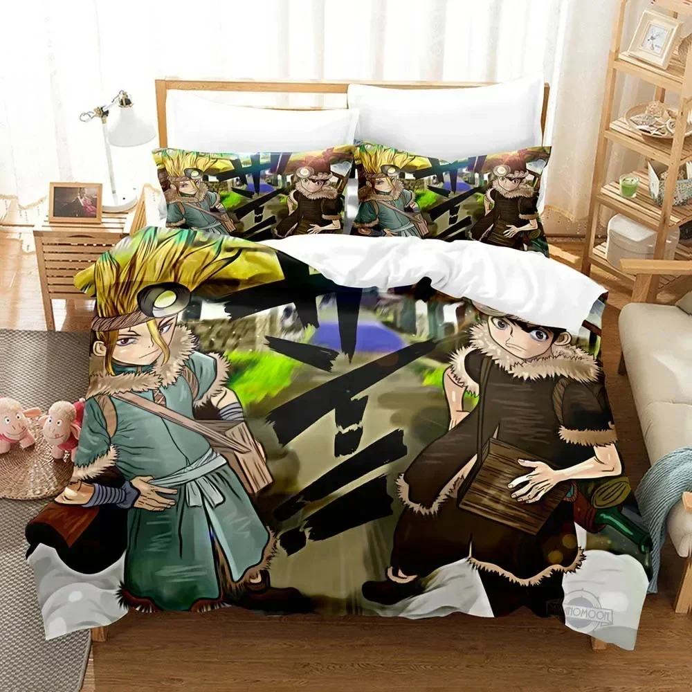 

3D Printed Dr.Stone Senku Bedding Set Duvet Cover Sheet Printed Bed Set Pillowcase Bed Full Queen King Size Comforter Bedroom
