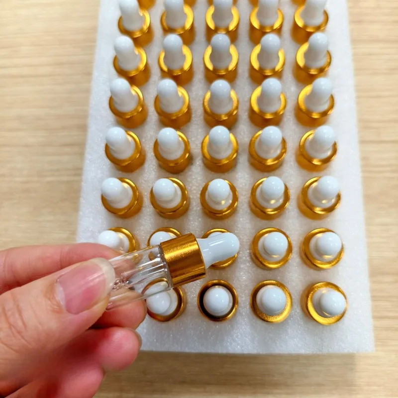 50 Stück 1/2/3/5 ml klare Mini-Tropfflaschen aus Glas, klein, mit Glas-Augentropfer für ätherische Öle, Probe, Reisen