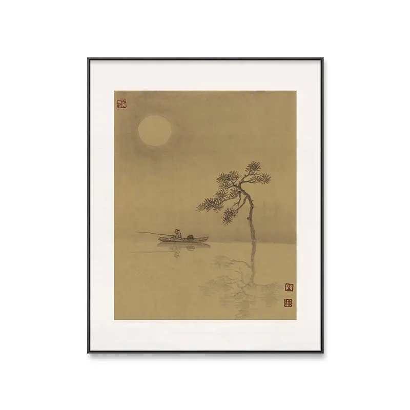 New Chinese-style hotel background wall multi-layered decorative painting