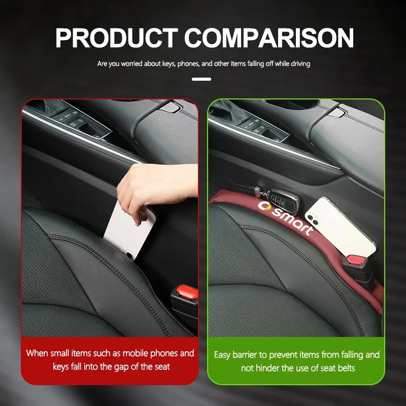 2Pcs Car Seat Gap Filling Plug Cushion Side Seam Leak Proof Strip For Smart EQ Fortwo Forfour 453 451 452 450 454 Roadster