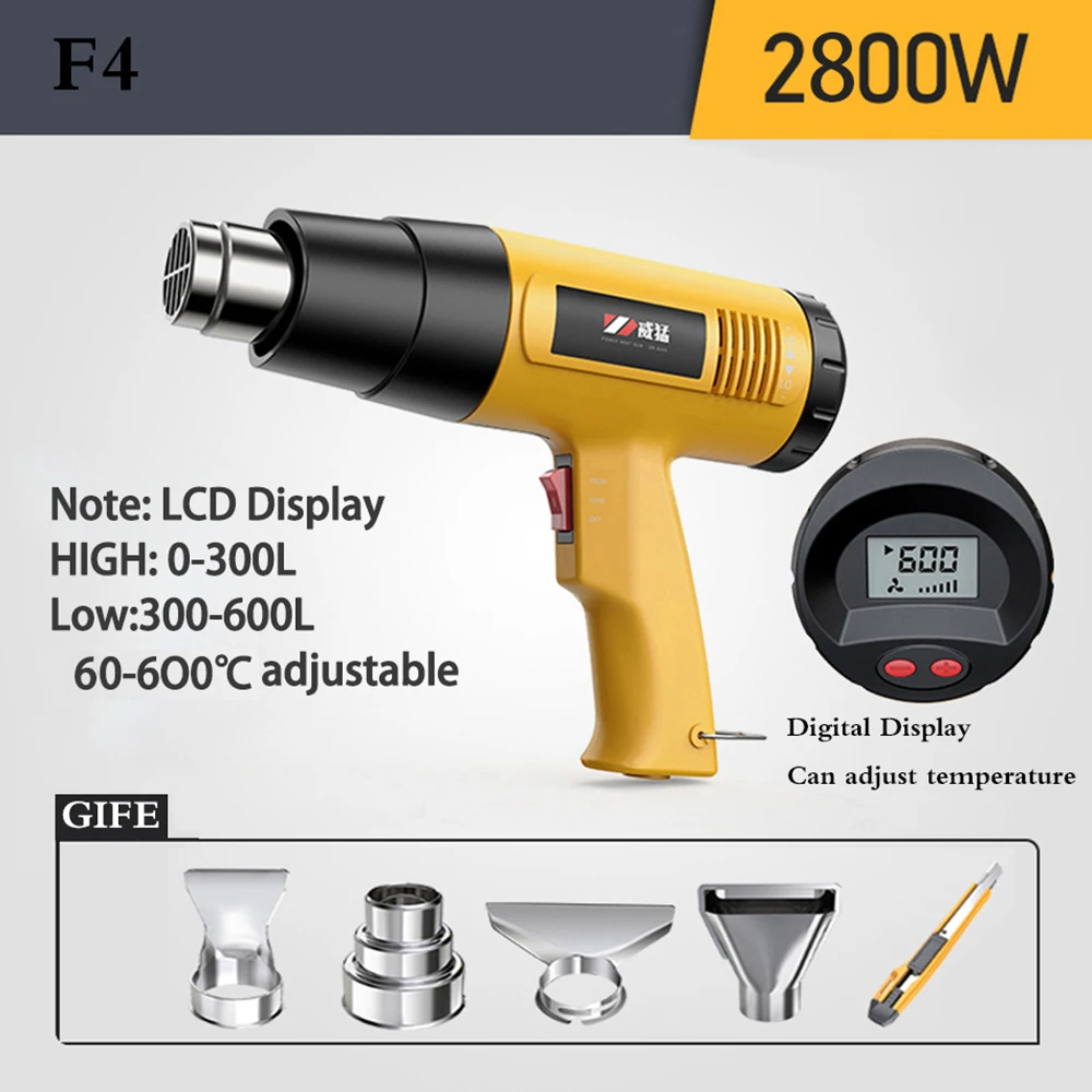 Hot Air Gun LCD Temperatures Adjustable Mini Heat Gun Thermal Blower Shrink Wrapping With Four Nozzles Construction Dryers 110V