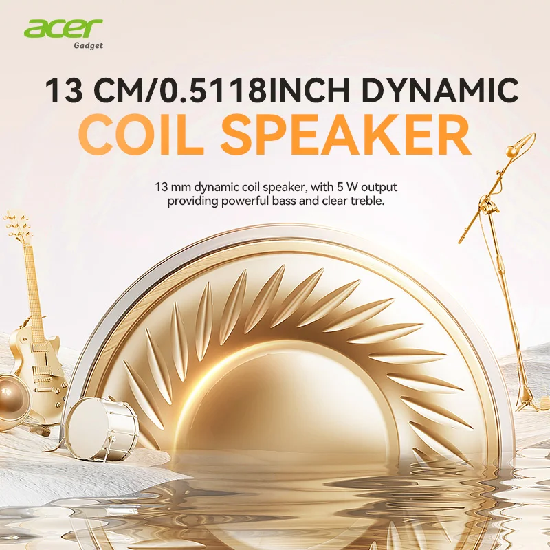 Acer Genuine Wireless Bluetooth Earphones, Semi-In-Ear Type, Latest 6.0 Chip with Stable Transmission, Coil Speaker for Directional Sound Transmission, High-Resolution Audio for Clear Calls