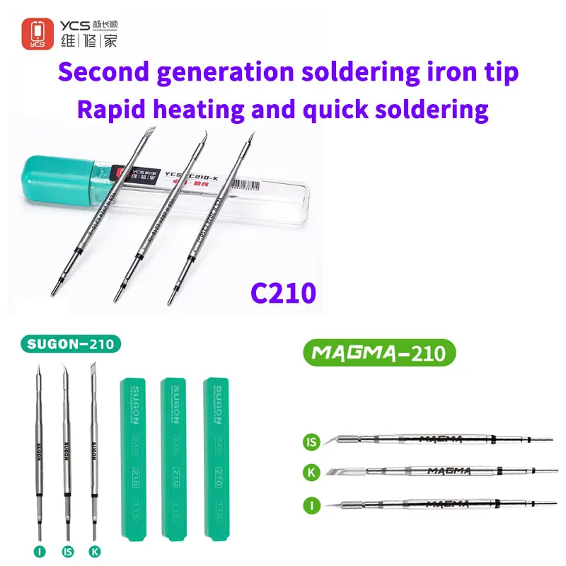 YCS MAGMA SUGON C210 245 115 Soldering Iron Tip Replacement for Mobile Phone Repair, Fine Point for Welding Equipment & Tools