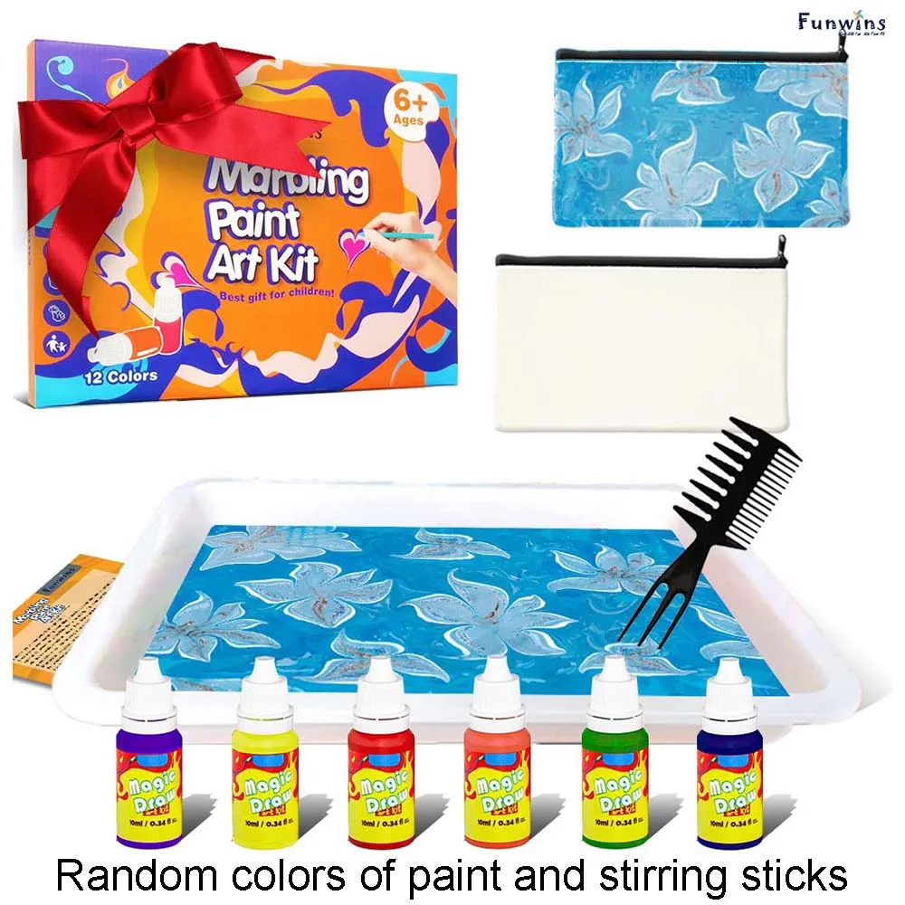 Marble Painting Kit for Kids,Arts and Crafts Paint On Water Set,Water Marbling Paint Kit Ideal Gifts for Girls & Boys Age 4-16