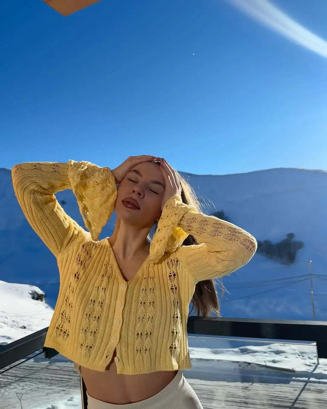 

Трикотаж, ажурный свитер, кардиган, женский прозрачный укороченный топ с v-образным вырезом и длинными рукавами, женский летний вязаный лоскутный кардиган, топ