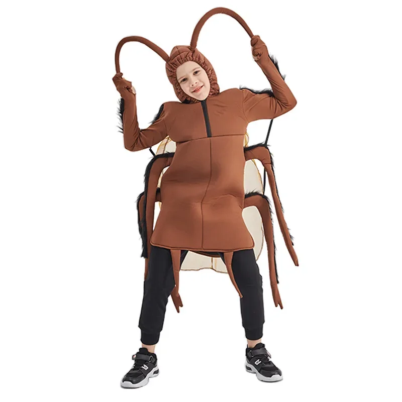 

Funny Roach Cosplay Costume Cute Insect Cockroach Unisex Full-Body Jumpsuits for Boys Girls School Stage Shows Halloween Parties