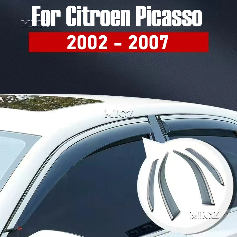 For Citroen Picasso 2002 - 2007 Car Accessories Window Visor Vent Shade Rain Sun Guard Deflector Awnings Shelters Covers