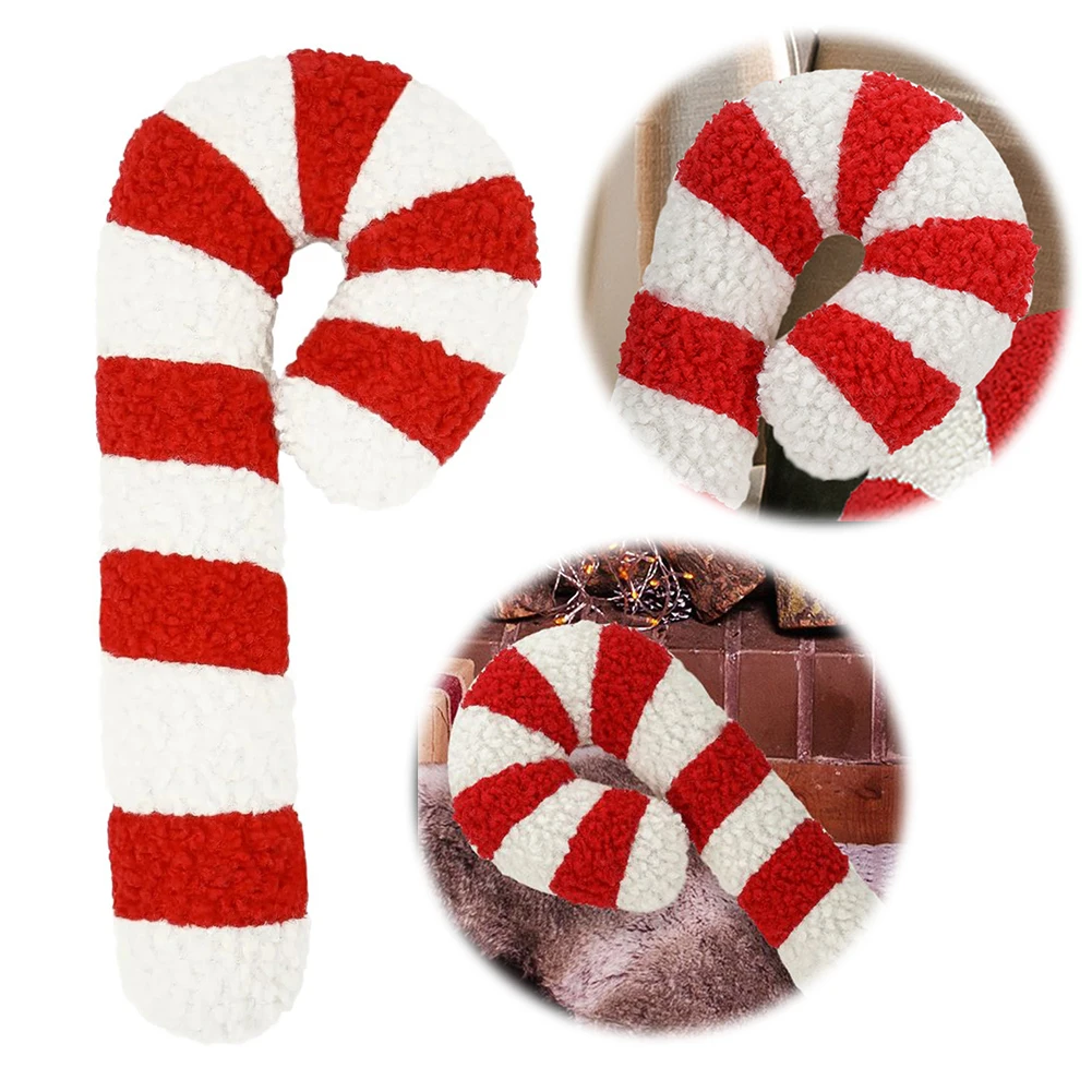 14 Inch Christmas Candy Cane Pillow Soft Fluffy Throw Pillow Lollipop Plush Pillow Christmas Cushion for Xmas Holiday Decoration