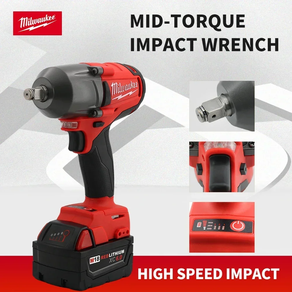 Milwaukee professional lithium wrench 1300N.m high speed impact wrench M18 battery rechargeable car truck electric power tools