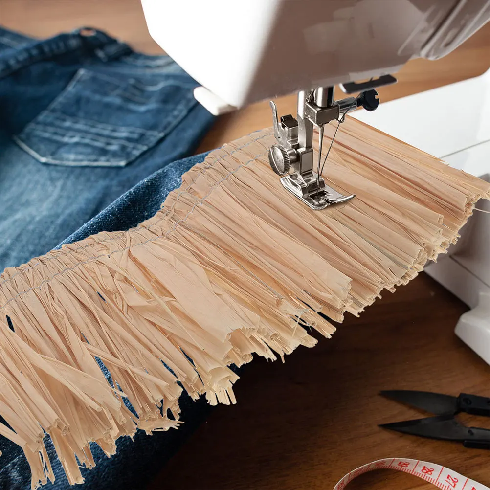 الرافية القش شرابة الطبيعية اليدوية العشب تنورة Diy بها بنفسك الحرف هاواي ديكور حفلات Luau الاستوائية الزفاف هامش حقيبة الأحذية #2