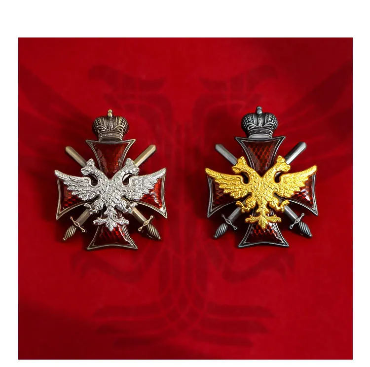 Reproduction of the Russian Double Headed Eagle Brooch Cross Double Swords Tsar's Guard Medal