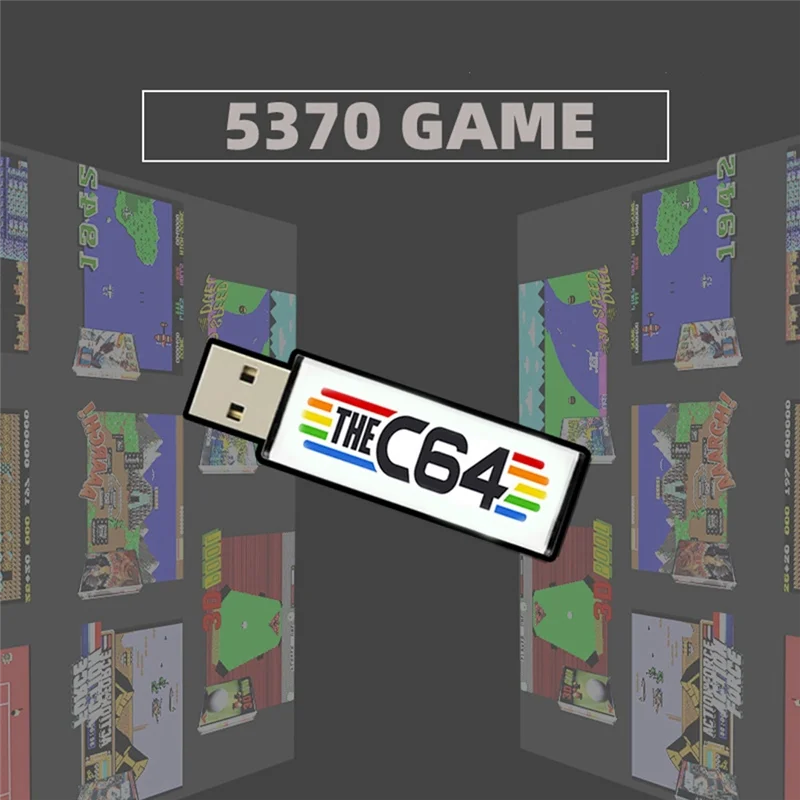 Stik USB untuk C64 Mini, konsol Game Retro dengan 5370 Game, Stik USB