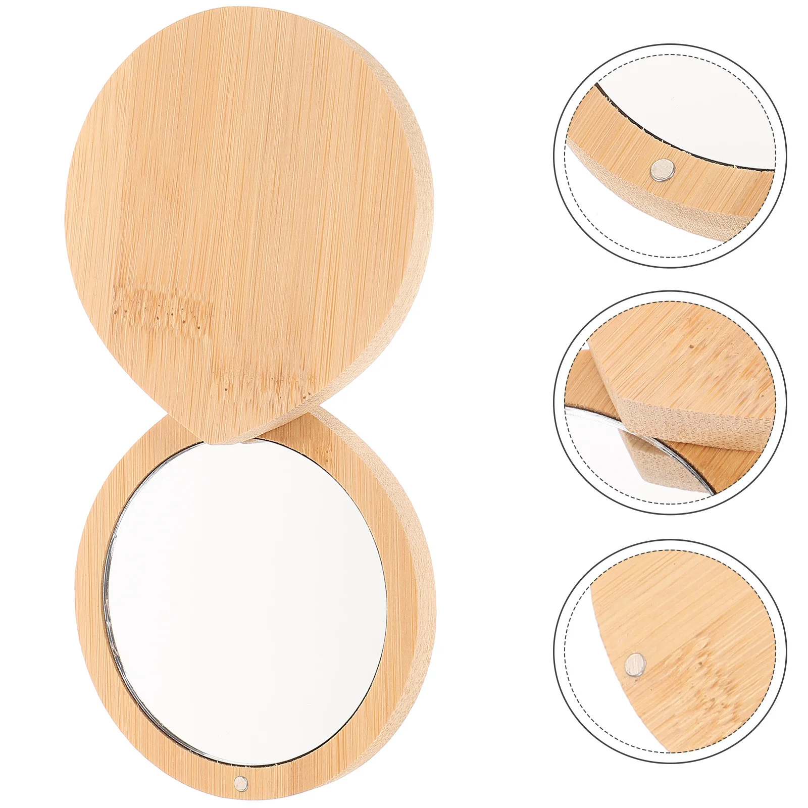 Bambusowe lusterko do makijażu dla kobiet, przenośne, mini, kieszonkowe, małe lusterko podróżne, lekkie i wytrzymałe.