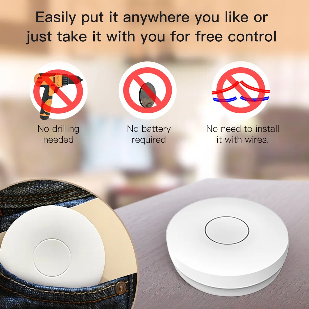 Wireless Socket Self-powered Air Switch Food Residues Garbage Disposal Appliances Fan TV 10A Remote Control No Drilling No Pipe