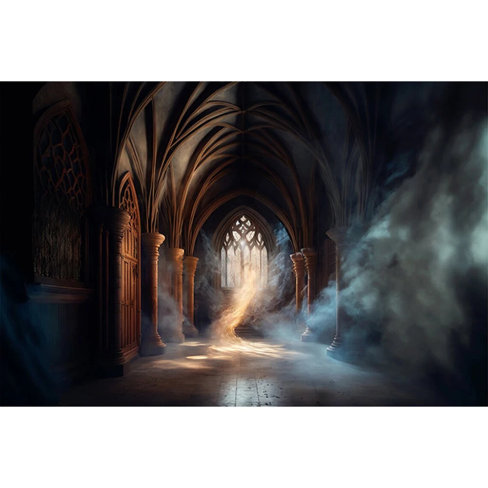 Wizard Magic School Backdrop Gothic Dark Castle Photography Background for Kids Boys Girls Birthday Party Banner Witch Halloween