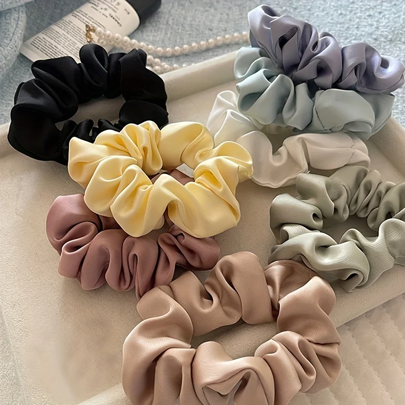 New Fashion Solid Color Satin Oversized Scrunchies Hair Rubber Bands Women Korean Hair Ties Ponytail Holder Hair Accessories