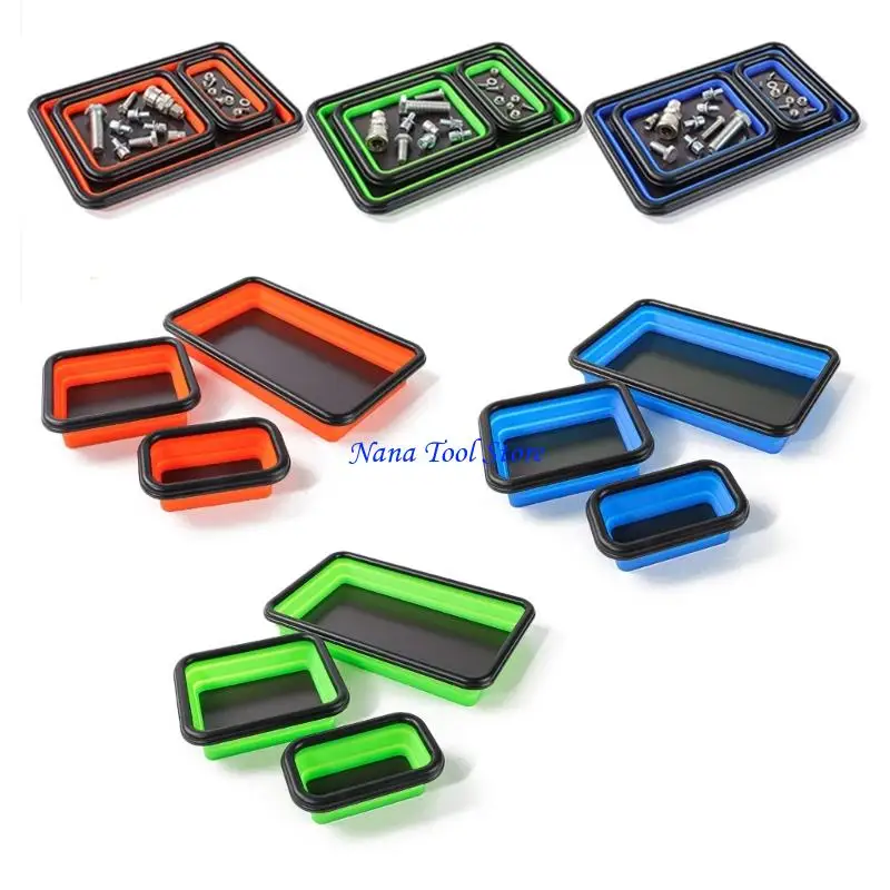 31GJ Screw Tray Collapsible Parts Tray Square Silicone Screw Bowl