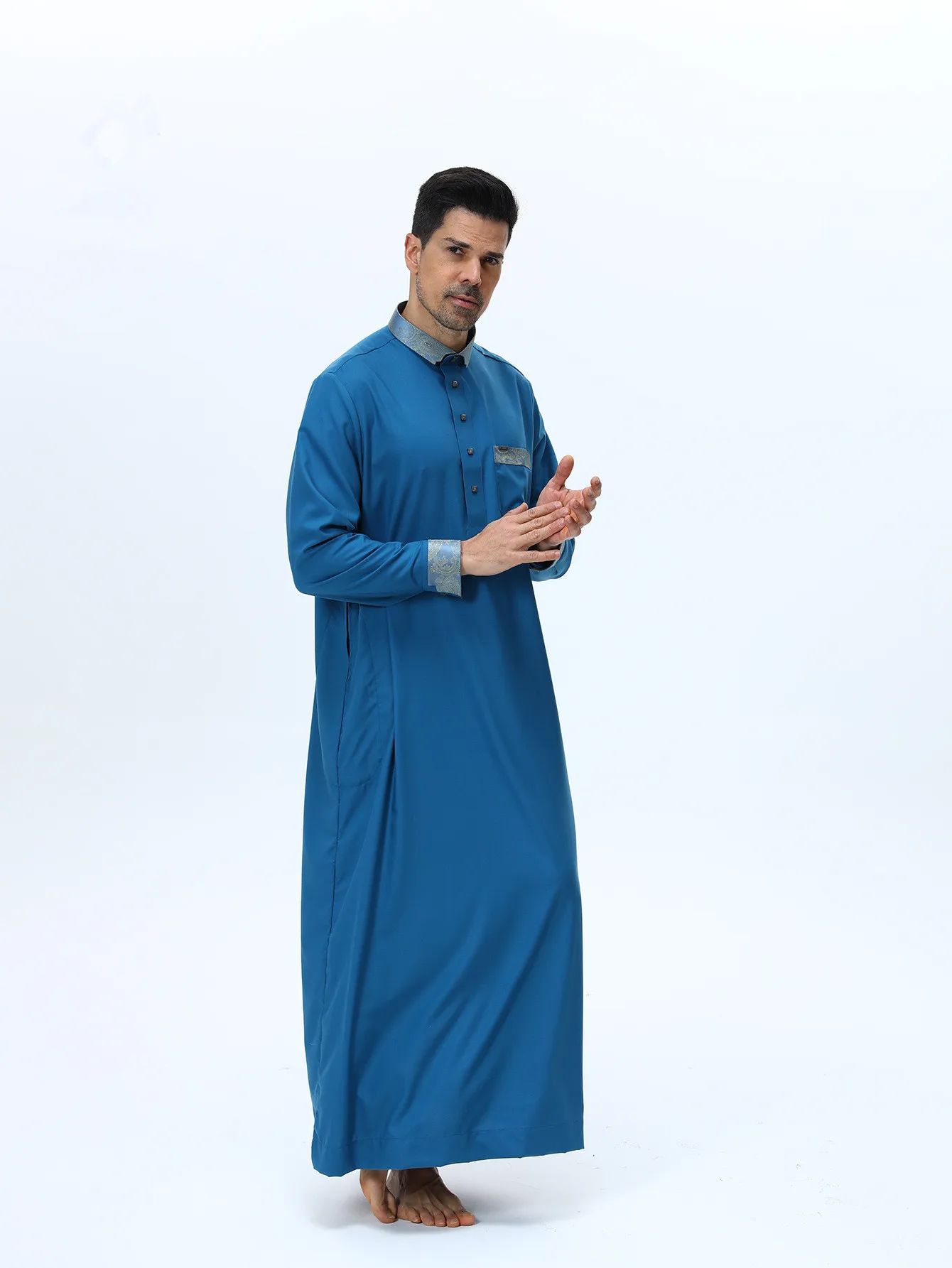 Eid Muslim Men Jubba Thobe Saudi Arabic Robe Djellaba Dress Ramadan Thoub Abaya Kaftan Daffah Dishdasha Moroccan Islam Clothing