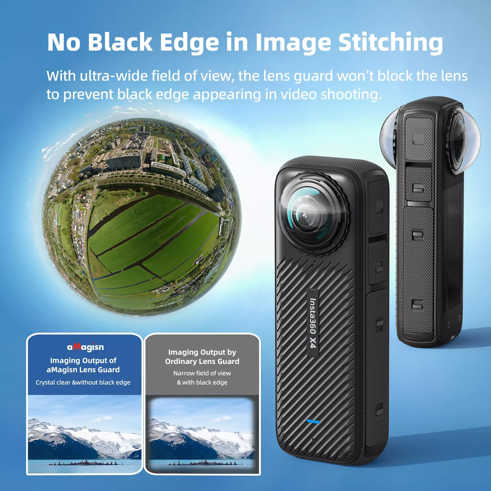 AMagis-Insta360 X4 Lens Glass Protector, Sport Camera Protection Acessórios