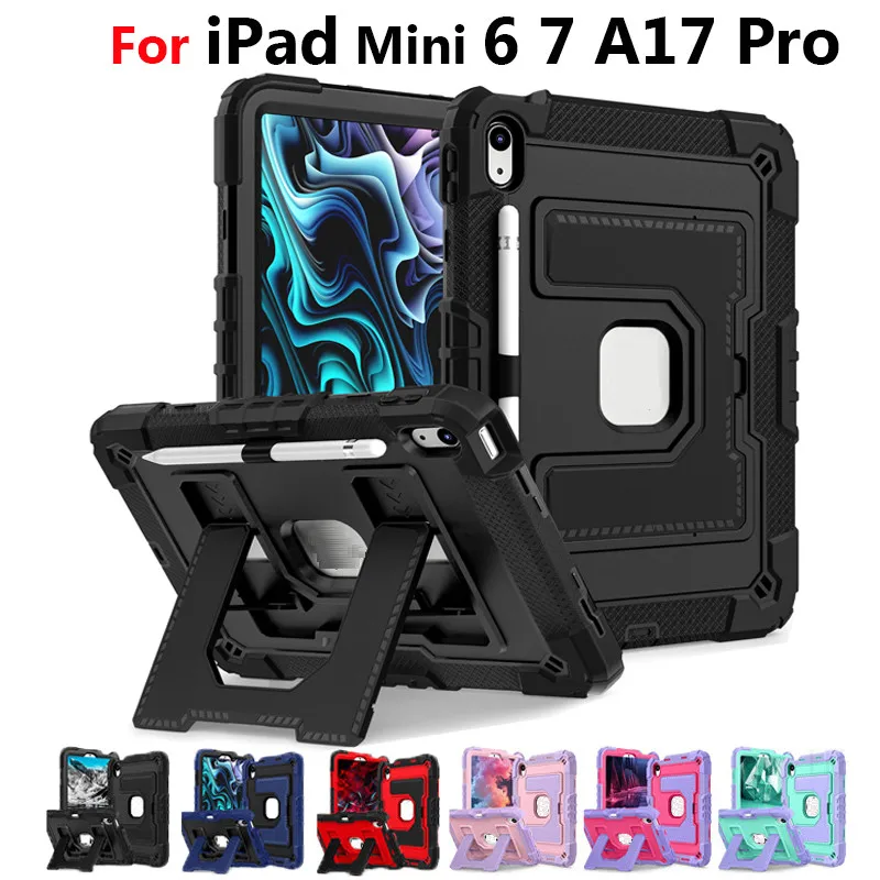 Armor Case for IPad Mini 2024 Mini 7 8.3 InchA17 Pro Gen 8.3 Inch Mini6 2021 Kids Armor Tablet Cover Shockproof Shell Kickstand