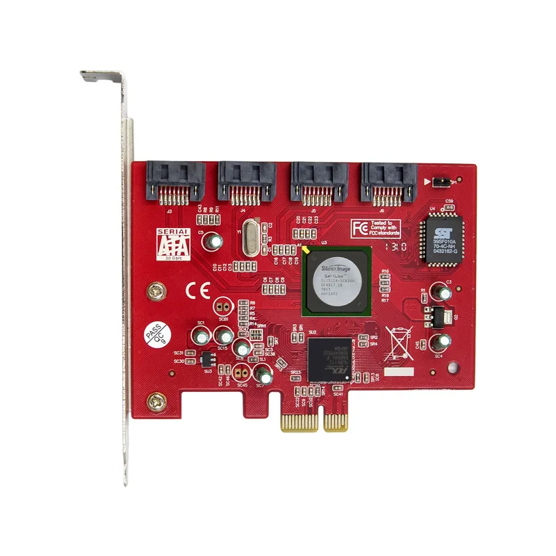 

PCIE на 4 порта SATA2.0 III PCI-e X1 конвертер 4 Sata 3 RAID адаптер Sata 2,0 силиконовый изображение Sil 3124 чип 300 Мбит/с