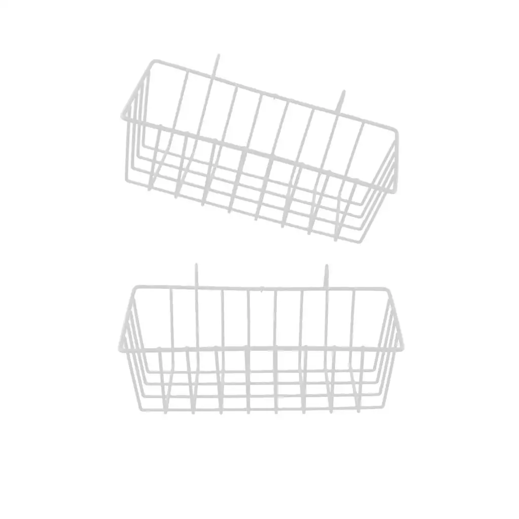 

Iron Wall Hanging Basket Grid Storage Organizer Wire Basket with Hooks for Living Room Display