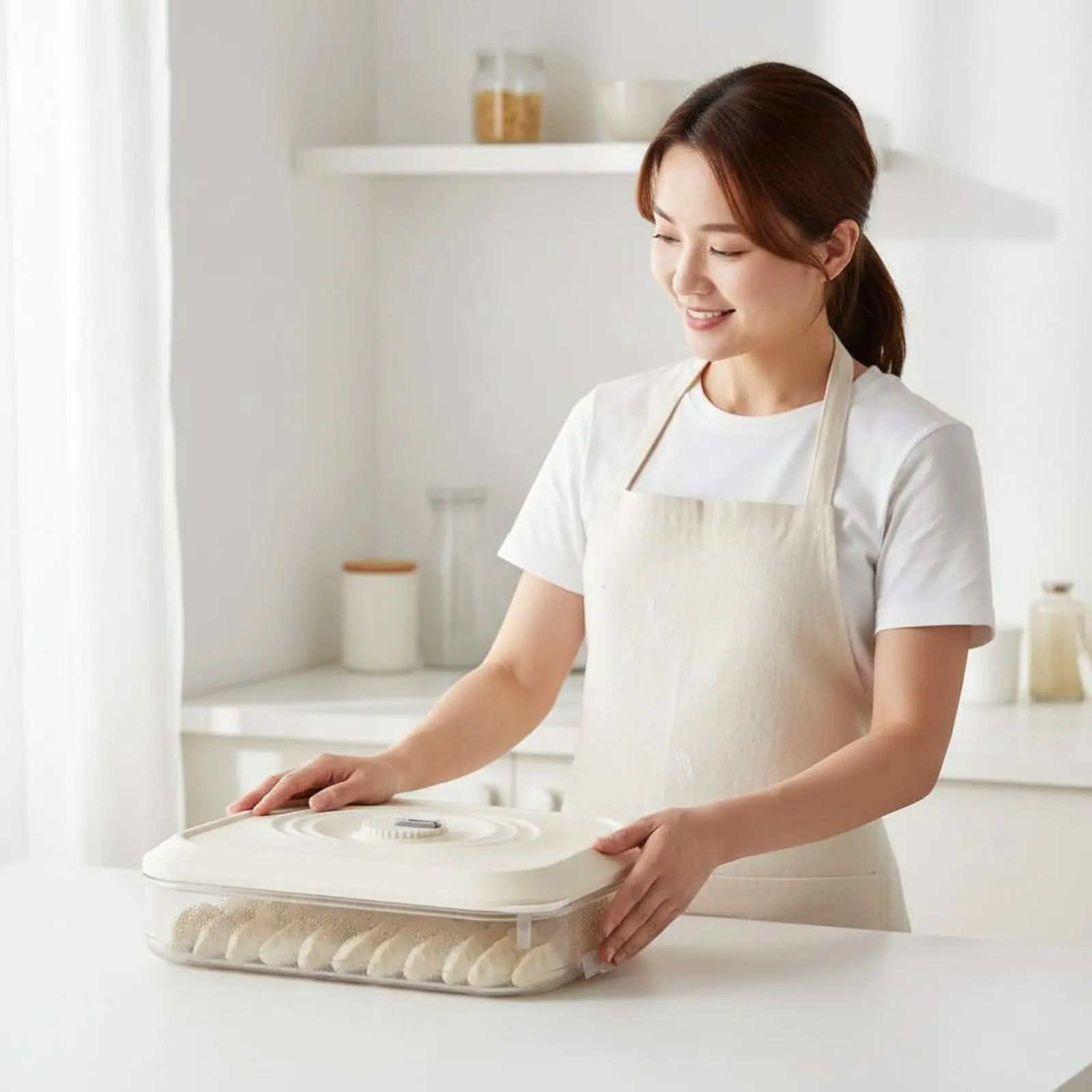 

Stackable Dumpling Box Large Capacity Multi-Tier Freezer Container Sealed Food Preservation Tray Airtight Closure for Kitchen
