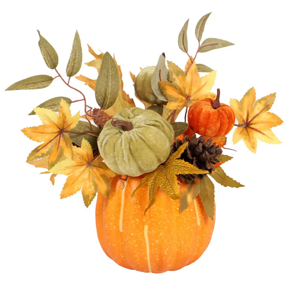 

1 шт. Искусственная тыква и кленовый лист, декоративный реквизит для фотосессий, осенний декор на Хэллоуин, тыква из пенопласта, осенний реквизит для Хэллоуина