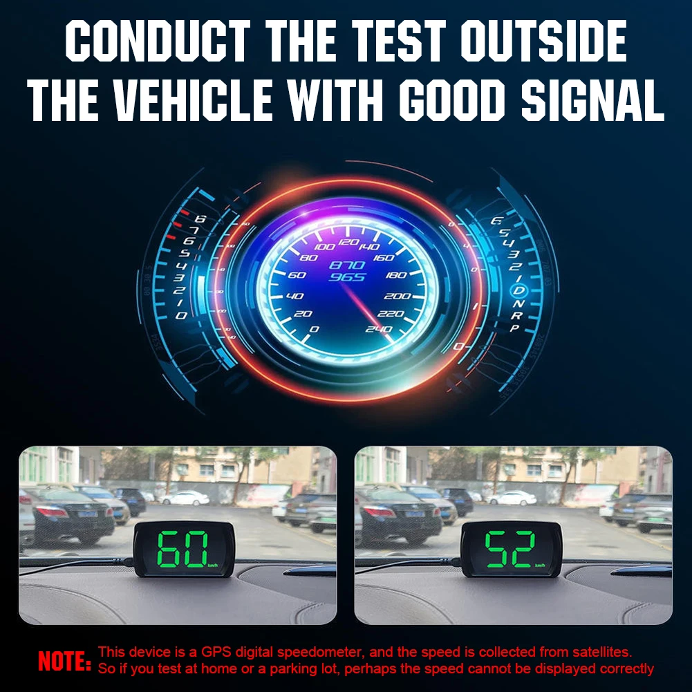 العالمي سيارة HUD رئيس يصل عرض GPS Hud عداد السرعة الرقمي الخط الكبير سرعة متر KMH لجميع سيارات شاحنة التوصيل والتشغيل جزء السيارات