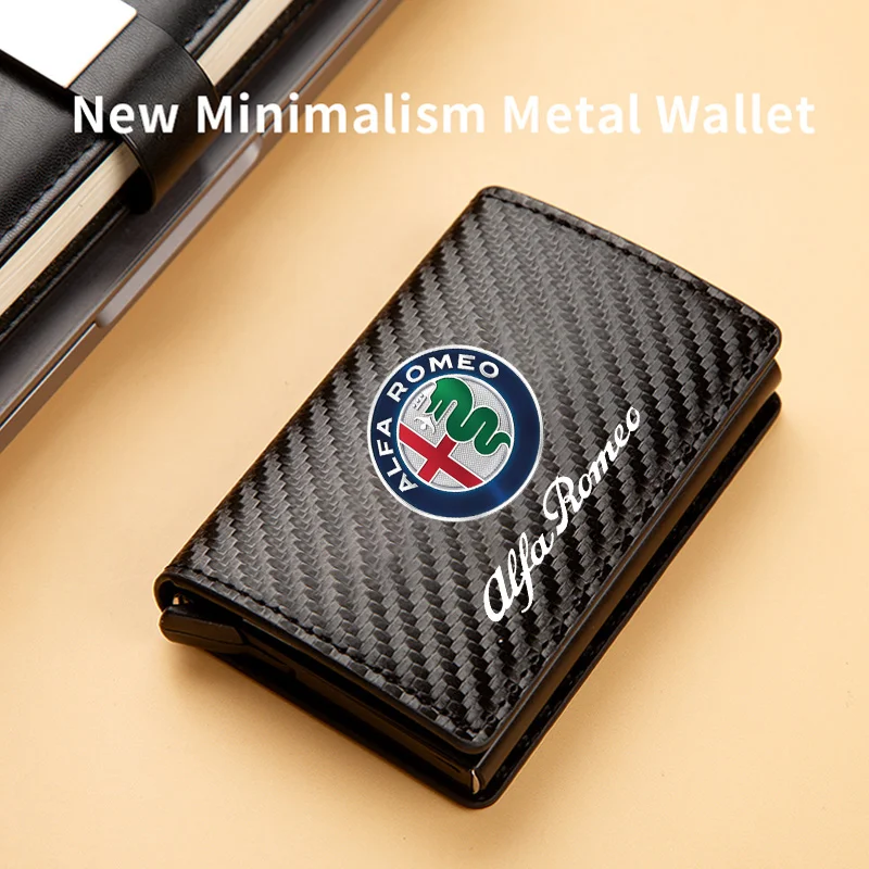 Carbon Fiber Leather Rfid Card Holder Pocket Men Wallets Money Bag For Alfa Romeo Giulia Stelvio MiTo Giulietta Tonale ALFA 4C