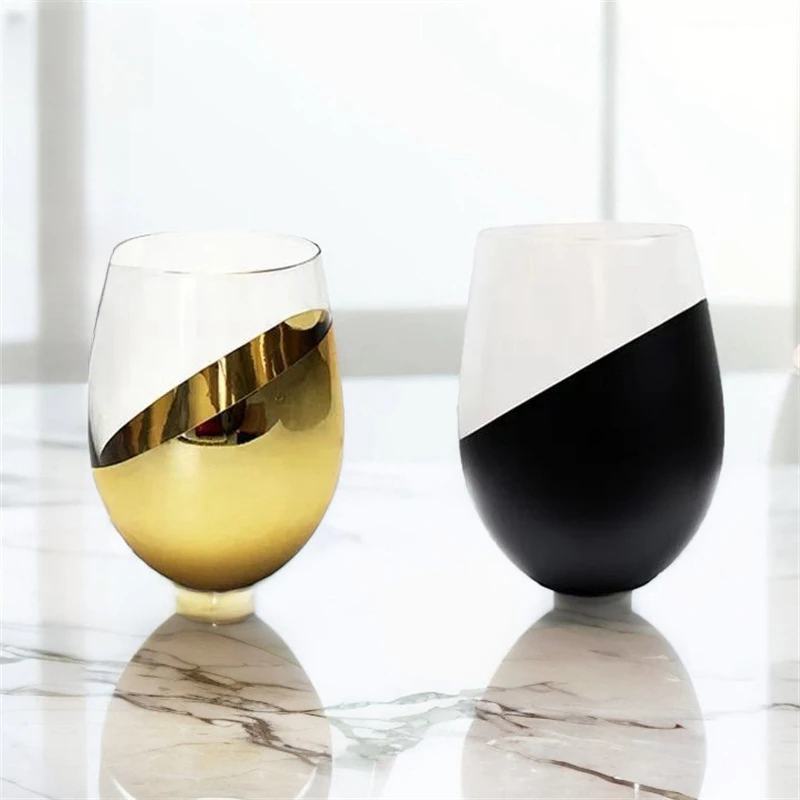 550ml Creative Light Luxury Coffee Mug Heat-resistant Glass Twill Electroplated Egg Tea Water Cup Office Home Breakfast Cup
