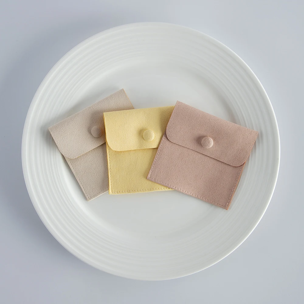 

10Pcs 8x8cm Jewelry Snap Bag Microfiber Button Pouches Ring Earrings Pendant Storage Sack Wedding Favors Birthday Gift Organizer